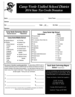 Arizona School District Tax Credit Donation Form