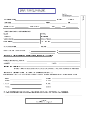 Student Emergency Medical Consent Form