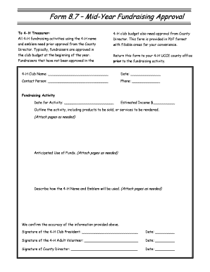 4-H Mid-Year Fundraising Approval Form