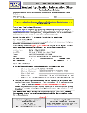 New York State Teacher Certification Application