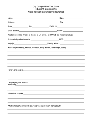 City College of New York National Scholarships Application