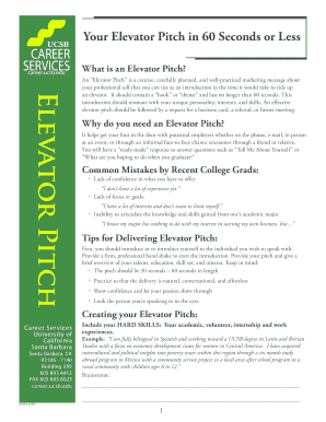 SERVICES What is an Elevator Pitch careerucsb - career sa ucsb