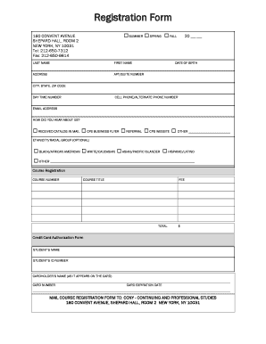CCNY Course Registration Form