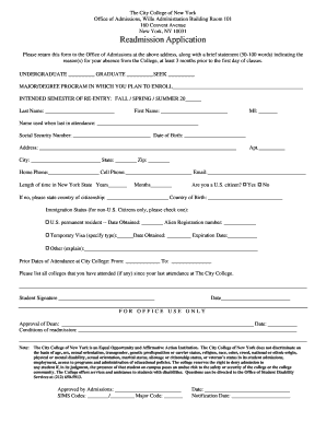 City College of New York Readmission Application