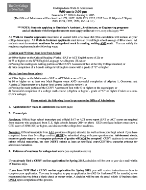 CUNY Walk-In Admissions Application