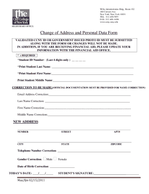 Change of Address and Personal Data Form