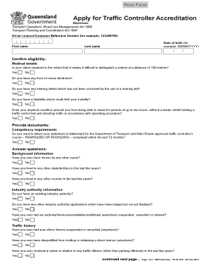 Traffic Controller Accreditation Application