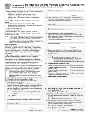 Dangerous Goods Vehicle Licence Application