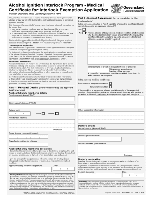 Medical Certificate for Interlock Exemption Application