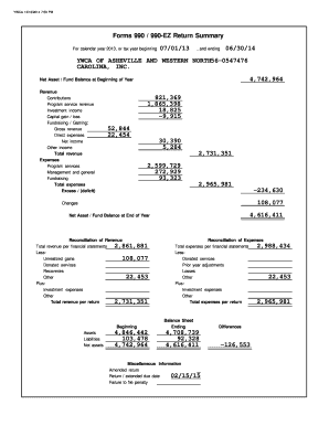 IRS Form 990 and 8879-EO for YWCA of Asheville