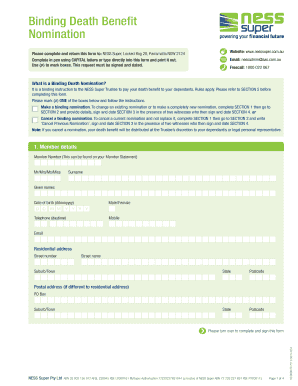 Binding Death Benefit Nomination Form