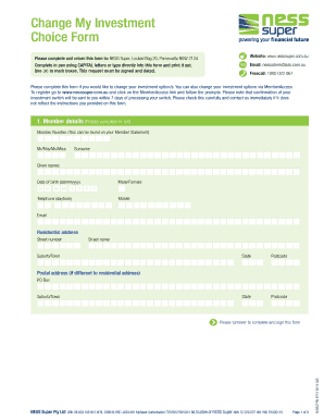 NESS Super Investment Choice Form