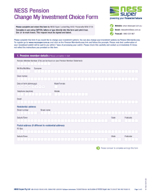 NESS Pension Change Investment Choice Form