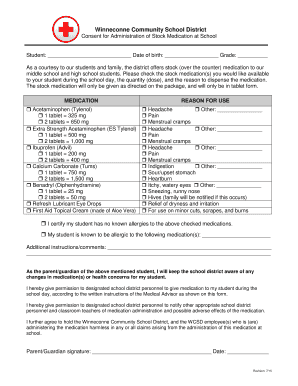 Winneconne School District Stock Medication Consent