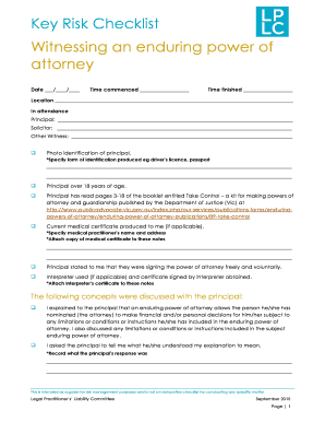 Enduring Power of Attorney Witnessing Checklist