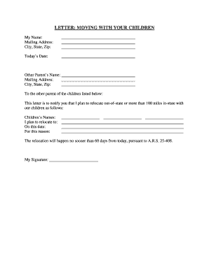 Arizona Moving with Children Notice