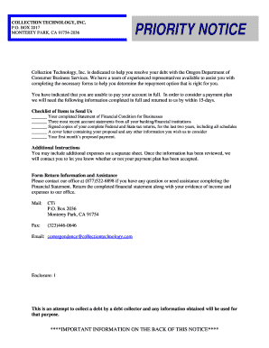 Oregon Business Debt Payment Plan Application