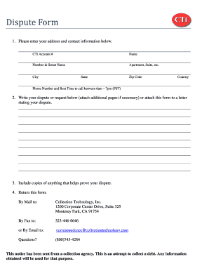 Dispute Form