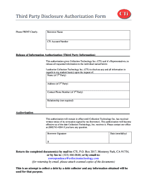 Third Party Disclosure Authorization Form
