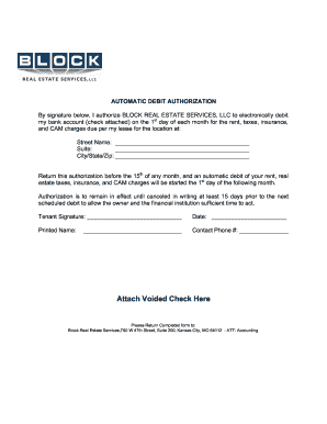 Automatic Debit Authorization Form