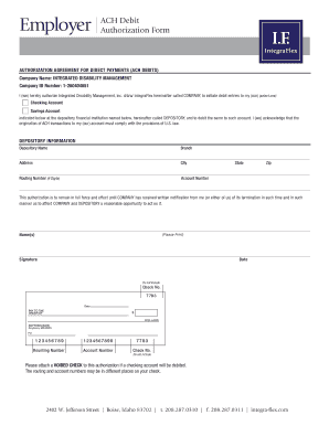 Employer ACH Debit Authorization Form