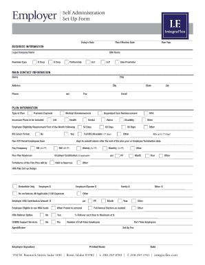 Employer Flexible Spending Plan Setup Form