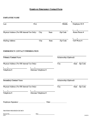 Employee Emergency Contact Form - South Texas College