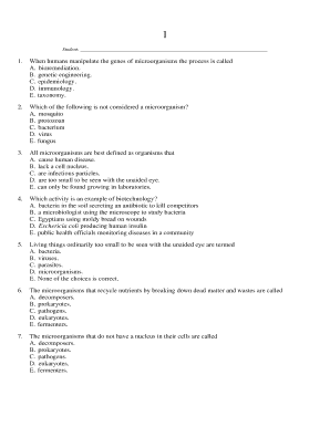 Microbiology Exam Questions