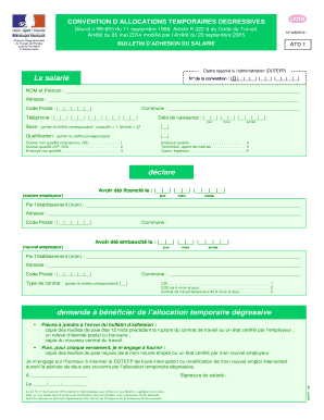 CONVENTION D’ALLOCATIONS TEMPORAIRES DEGRESSIVES
