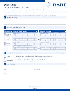 RARE Funds Additional Investment Form