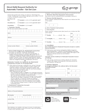 Westpac form pc1845 - Direct Debit RequestAuthority for