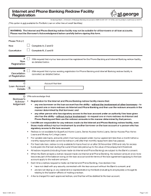 Internet and Phone Banking Redraw Facility Registration