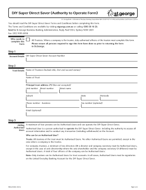 DIY Super Direct Saver Authority to Operate Form