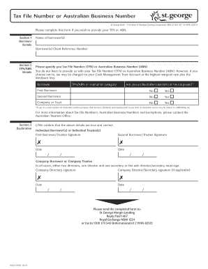 Tax File Number or Australian Business Number Form