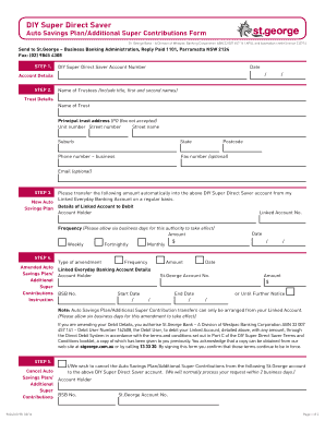DIY Super Direct Saver Auto Savings Plan Form