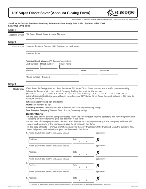 DIY Super Direct Saver Account Closing Form