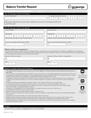 Balance Transfer Request - StGeorge Bank