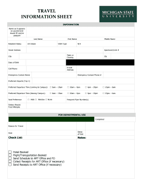 Travel Information Sheet