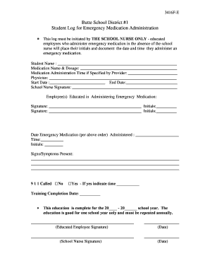 Emergency Medication Administration Log