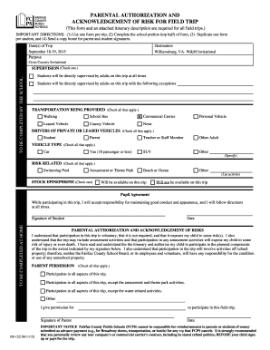 Parental Authorization for Field Trip