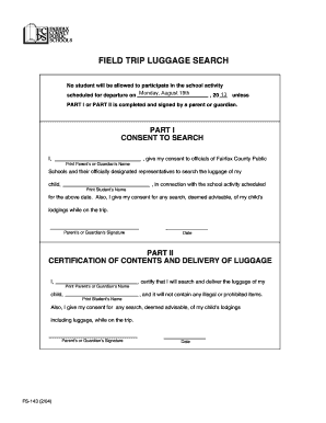 Field Trip Luggage Search Consent Form