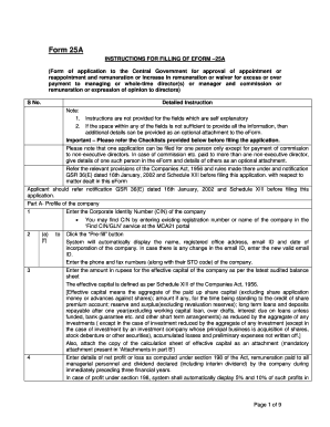 Form 25A Application for Director Remuneration Approval