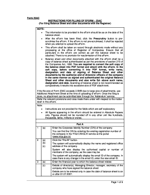 Form 23AC Balance Sheet Filing