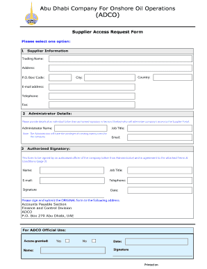 ADCO Supplier Access Request Form