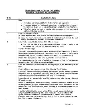 Bank Account Opening Application Form for Corporates