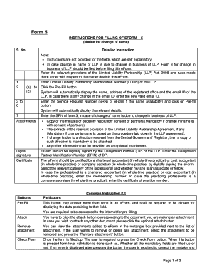 Form 5 - LLP Name Change Notice