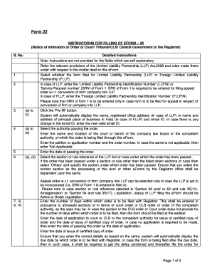 Form 22 Notice of Court Order for LLP