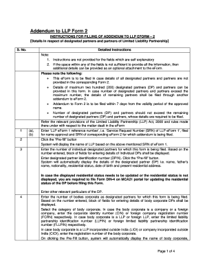 Addendum to LLP Form 2