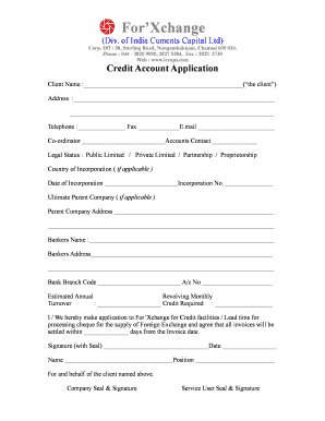 For'Xchange Credit Account Application