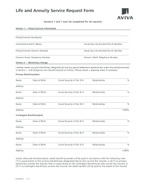 Life and Annuity Service Request Form